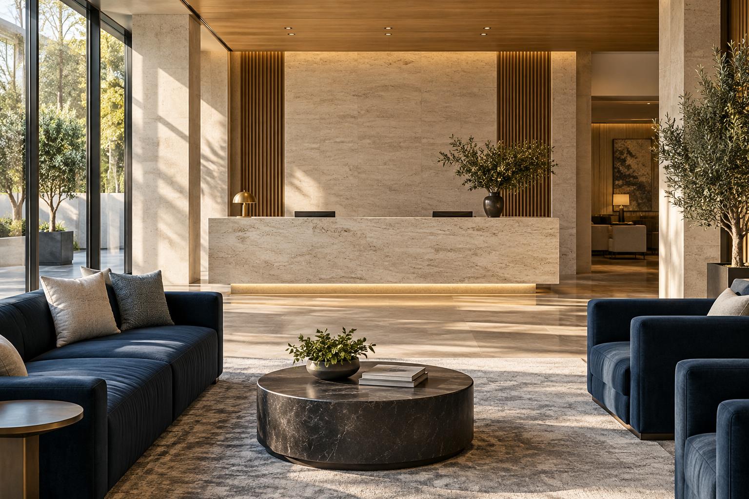 AI-generated contemporary hotel lobby